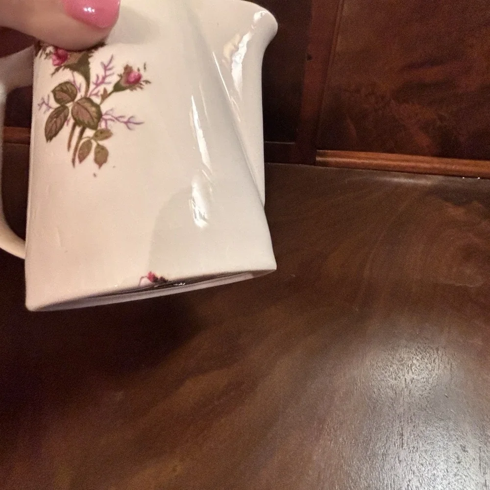 Vintage‎ Japan Porcelain Coffee Pot Teapot Floral Rose Gold Trim Lid 5